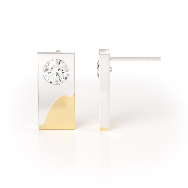 Avila Vara Dualiti Dual Tone Earrings in White Gold
