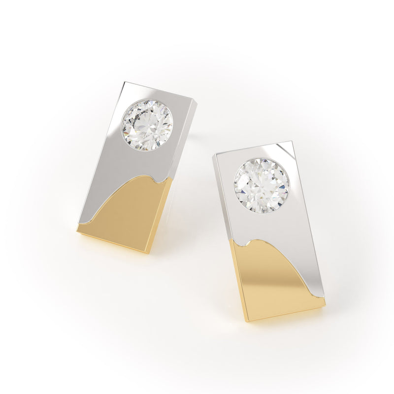 Avila Vara Dualiti Dual Tone Earrings in White Gold