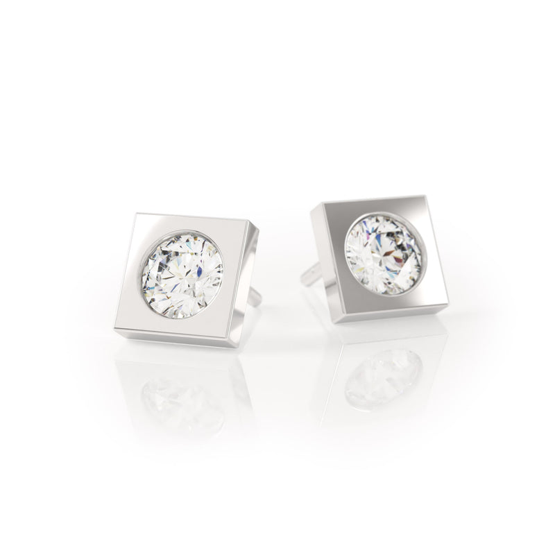 Avila Vara Dualiti Geo Earrings in White Gold