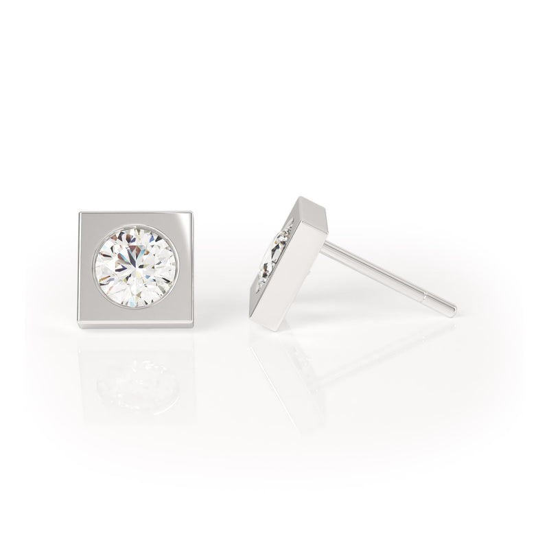 Avila Vara Dualiti Geo Earrings in White Gold