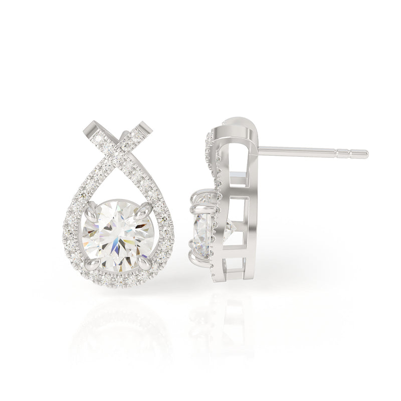 KARISA Diamond Halo Earrings in Platinum